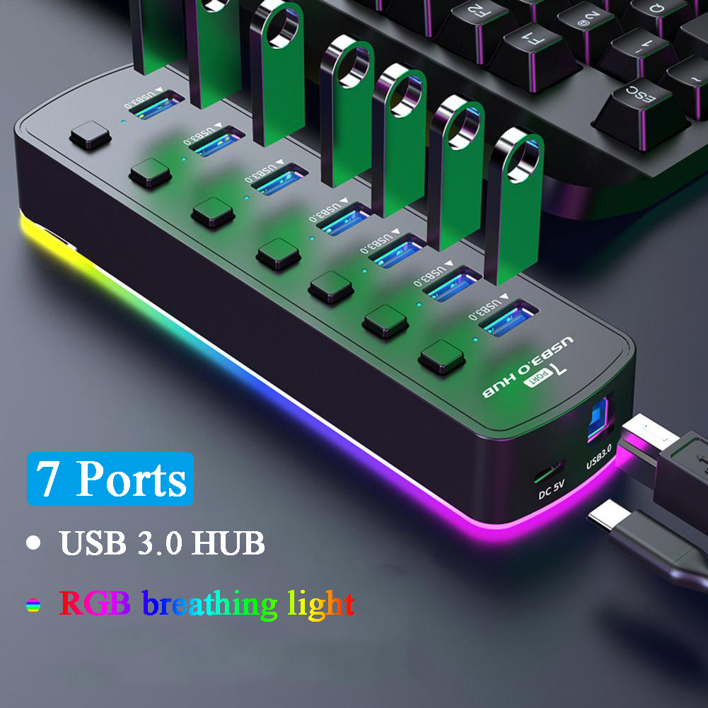 Hub USB 3.0 rvb, 7 Ports, adap - Esports Gaming Splitter avis et prix